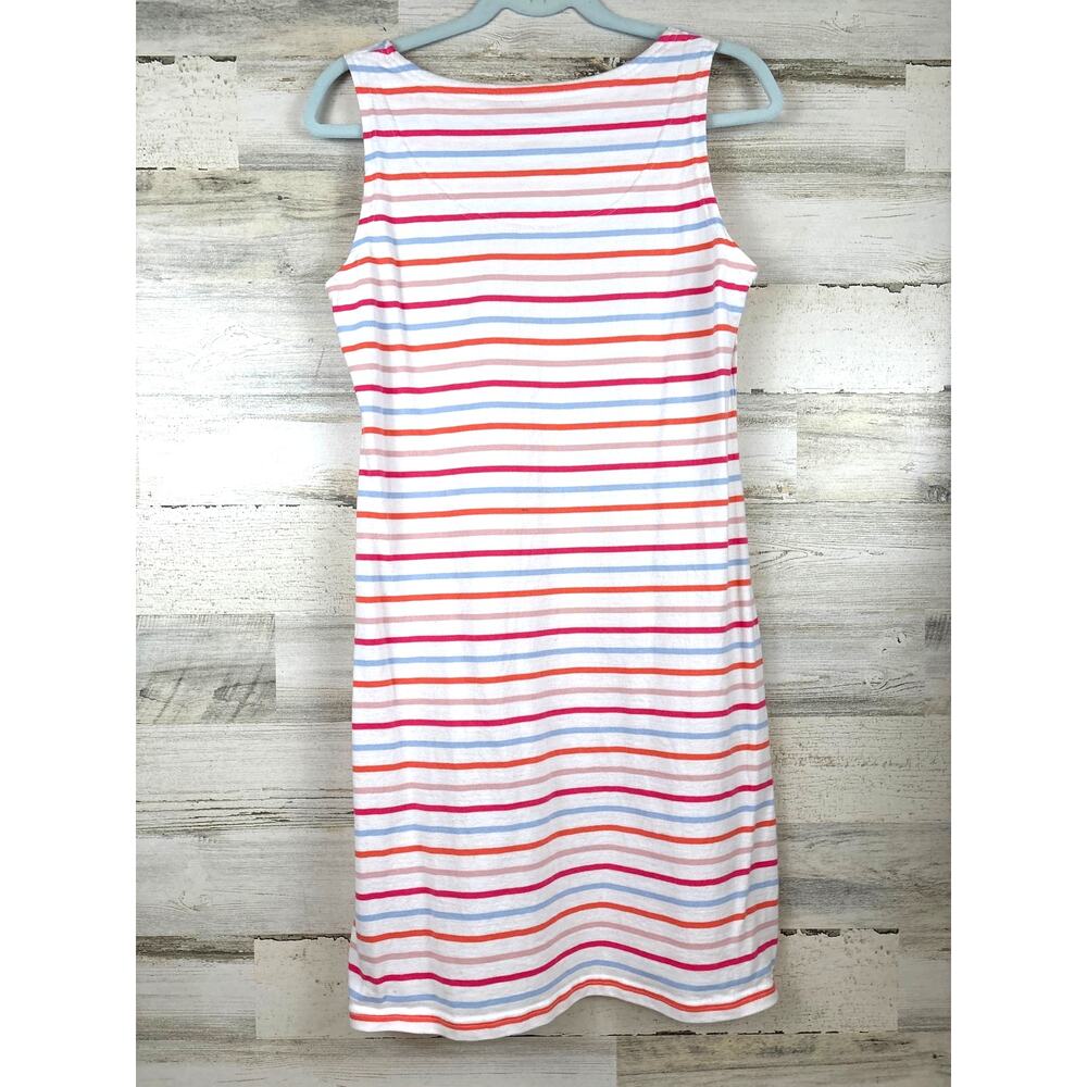 Joules Womens 8 White Multi Stripe Sleeveless Shirt Mini Dress Cotton - Picture 2 of 7